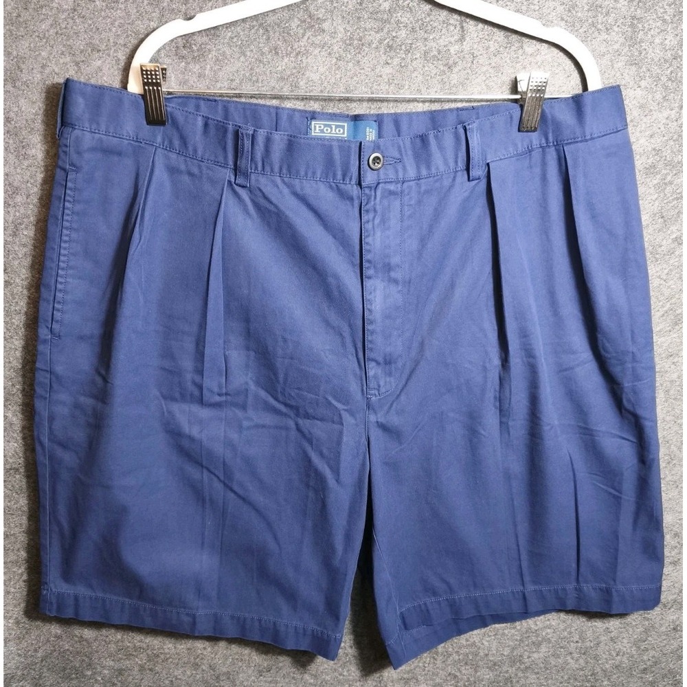 Polo Ralph Lauren Tyler Shorts Mens 40 Navy Blue‎ Pleated Chino Preppy Casual